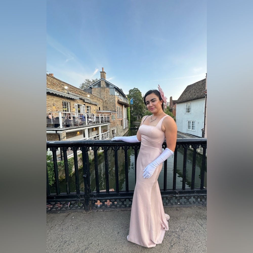 Pink Backless Spaghetti Strap Prom Gown